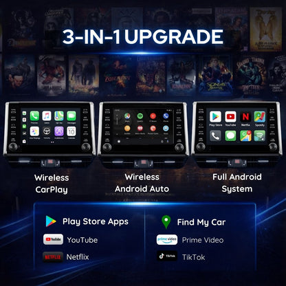 NEW! Toyota Entune 3.0 (2018-2025) Wireless CarPlay/AndroidAuto Android Apps, Play Store, YouTube, Netflix, Find My Car