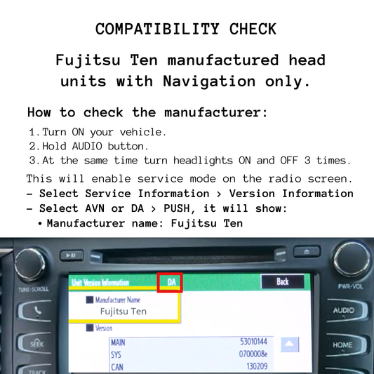 Toyota Kluger (Australia) Decoder CarPlay/AndroidAuto (2014-2019) - [Fujitsu Ten]