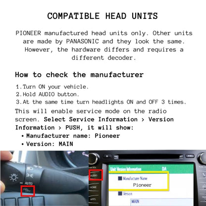 Toyota Highlander Head Unit Decoder CarPlay/AndroidAuto (2014-2019) - [Pioneer Head Unit]